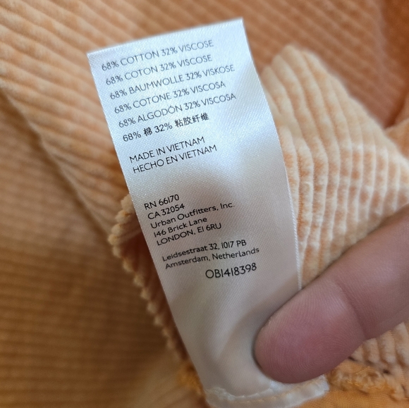 Free People Moon Flower Mini Dress Small Corduroy Puff Sleeve Smocked Bodice - Picture 11 of 11